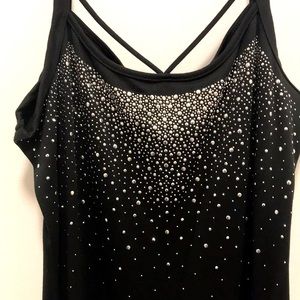 Silver Rhinestone & Black Maxi Dress